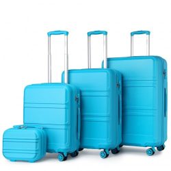   Miss Lulu London K1871-1L - Kono ABS Geformtes horizontales Design 4-darabos bőrönd szett Kosmetikkoffer kék