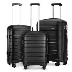   Miss Lulu London K2091L - Kono több Textur Hartschalen PP bőrönd 3-teilig klasszikus Collection fekete