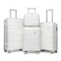   Miss Lulu London K2091L - Kono Mehrere Texturen Harte Schale PP-bőrönd TSA-zár és bőrönd 4er szett klasszikus Kollekció fehér