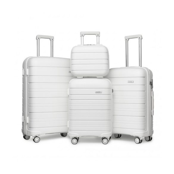 Miss Lulu London K2091L - Kono Mehrere Texturen Harte Schale PP-bőrönd TSA-zár és bőrönd 4er szett klasszikus Kollekció fehér