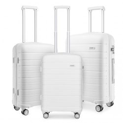   Miss Lulu London K2091L - Kono több Textur Hartschalen PP bőrönd 3-teilig klasszikus Collection fehér