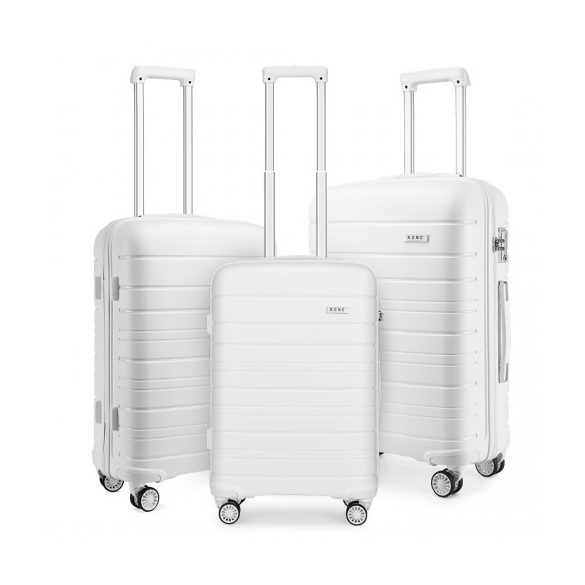 Miss Lulu London K2091L - Kono több Textur Hartschalen PP bőrönd 3-teilig klasszikus Collection fehér