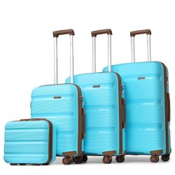   Miss Lulu London K2092L - Kono Helles Hartschale PP-bőrönd TSA-zár és bőrönd 4er szett klasszikus Kollekció kék barna