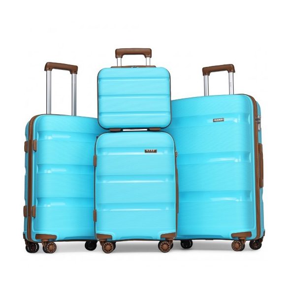 Miss Lulu London K2092L - Kono Helles Hartschale PP-bőrönd TSA-zár és bőrönd 4er szett klasszikus Kollekció kék barna