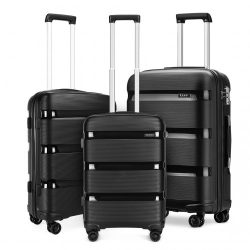   Miss Lulu London K2092L - Kono világos Hartschalen PP bőrönd 3er szett klasszikus Collection fekete