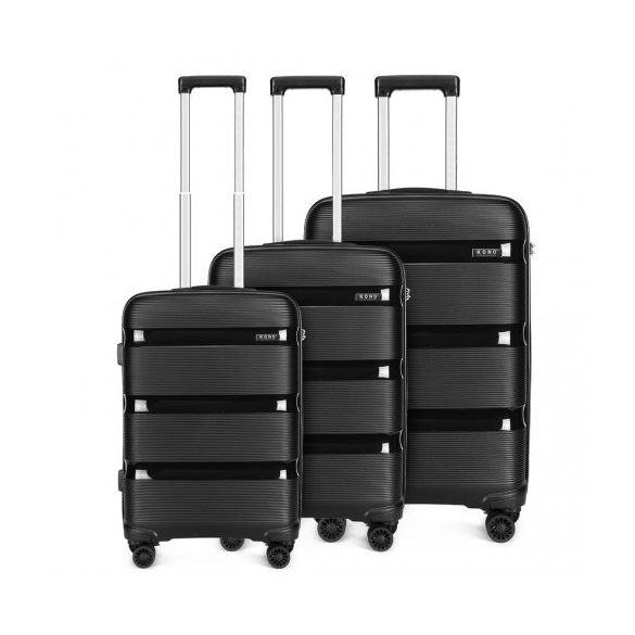 Miss Lulu London K2092L - Kono világos Hartschalen PP bőrönd 3er szett klasszikus Collection fekete