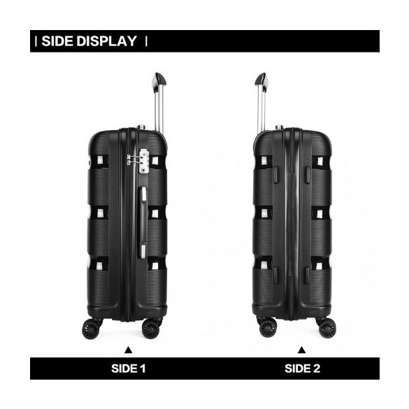 Miss Lulu London K2092L - Kono világos Hartschalen PP bőrönd 3er szett klasszikus Collection fekete