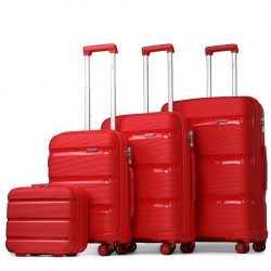   Miss Lulu London K2092L - Kono Helles Hartschale PP-bőrönd TSA-zár és bőrönd 4er szett klasszikus Kollekció Rot
