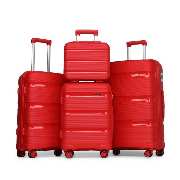 Miss Lulu London K2092L - Kono Helles Hartschale PP-bőrönd TSA-zár és bőrönd 4er szett klasszikus Kollekció Rot