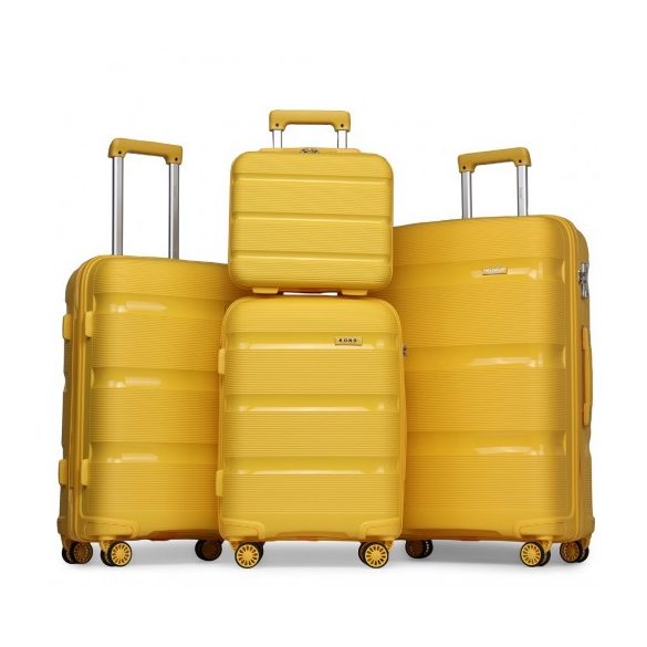 Miss Lulu London K2092L - Kono Helles Hartschale PP-bőrönd TSA-zár és bőrönd 4er szett klasszikus Kollekció sárga