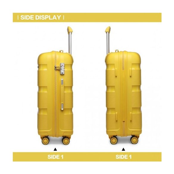 Miss Lulu London K2092L - Kono 24 Zoll világos Hard kagyló PP bőrönd klasszikus Collection sárga