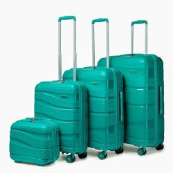   Miss Lulu London K2094L - Kono Leichtes 4-darabos Hartschalen-bőrönd szett Polypropylen TSA-zár és Kosmetikkoffer – kék