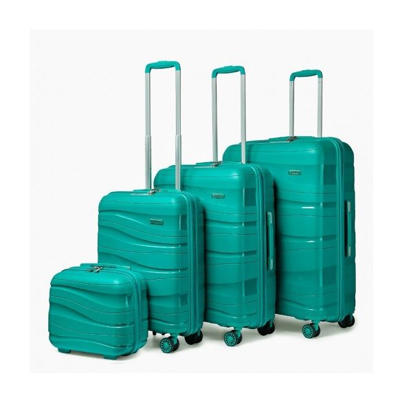 Miss Lulu London K2094L - Kono Leichtes 4-darabos Hartschalen-bőrönd szett Polypropylen TSA-zár és Kosmetikkoffer – kék