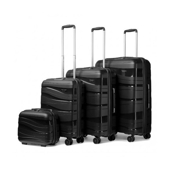 Miss Lulu London K2094L - Kono Leichtes 4-darabos Hartschalen-bőrönd szett Polypropylen TSA-zár és Kosmetikkoffer – fekete