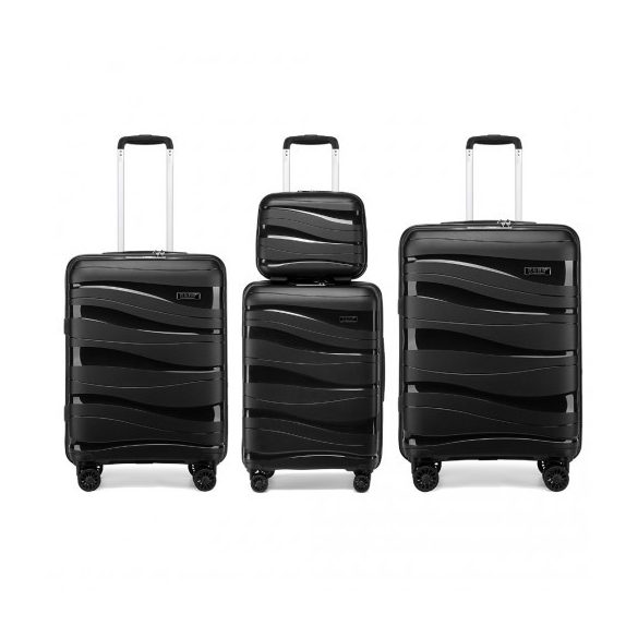Miss Lulu London K2094L - Kono Leichtes 4-darabos Hartschalen-bőrönd szett Polypropylen TSA-zár és Kosmetikkoffer – fekete