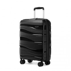   Miss Lulu London K2094L - Kono 24 Zoll könnyű Polypropylen bőrönd TSA-zár fekete