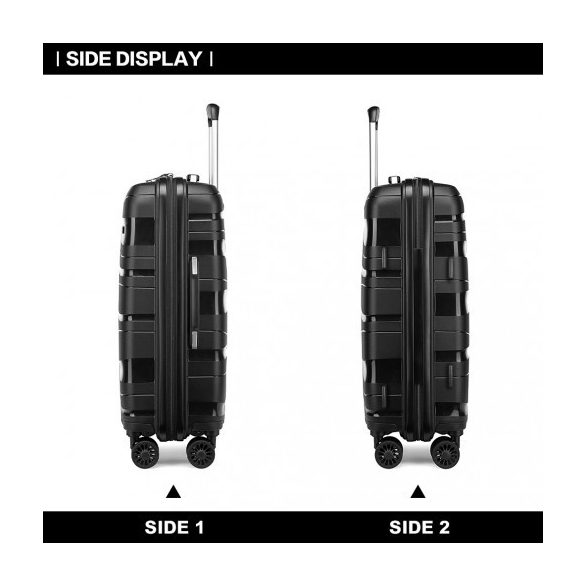 Miss Lulu London K2094L - Kono 24 Zoll könnyű Polypropylen bőrönd TSA-zár fekete