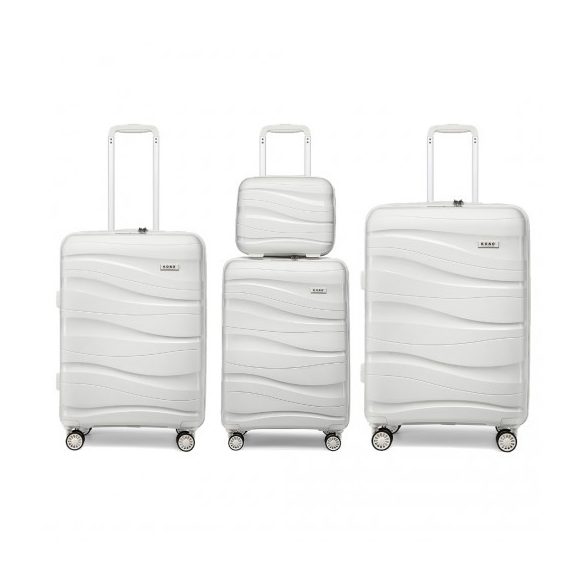 Miss Lulu London K2094L - Kono Leichtes 4-darabos Hartschalen-bőrönd szett Polypropylen TSA-zár és Kosmetikkoffer – Creme fehér