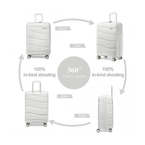 Miss Lulu London K2094L - Kono 20 Zoll könnyű Polypropylen bőrönd TSA-zár Creme fehér