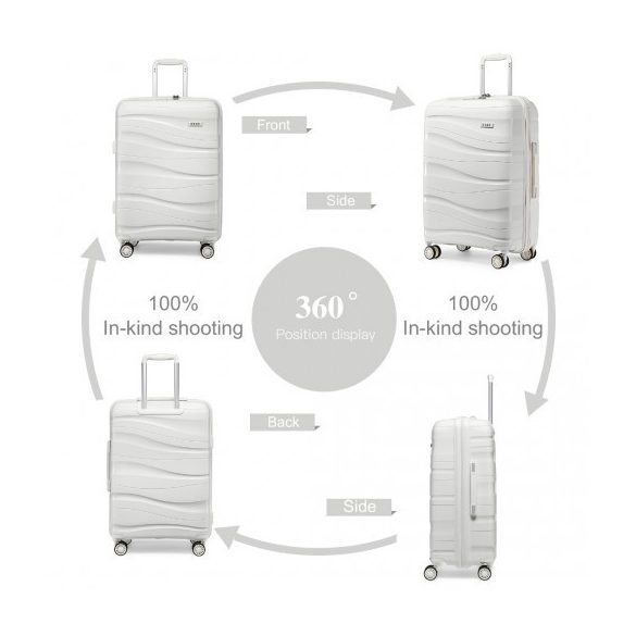 Miss Lulu London K2094L - Kono 28 Zoll könnyű Polypropylen bőrönd TSA-zár Creme fehér