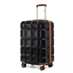   Miss Lulu London K2292L - Kono 20 Zoll könnyű Hartschalen-ABS-Gepäck bőrönd TSA-zár fekete és barna