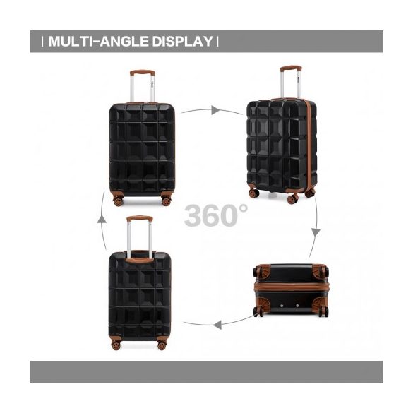 Miss Lulu London K2292L - Kono 20 Zoll könnyű Hartschalen-ABS-Gepäck bőrönd TSA-zár fekete és barna