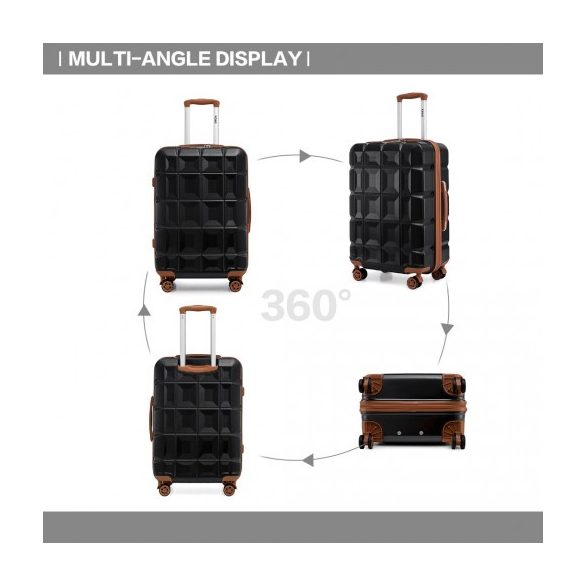 Miss Lulu London K2292L - Kono 24 Zoll könnyű Hartschalen-ABS-bőrönd TSA-zár fekete és barna