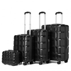   Miss Lulu London K2292L - Kono könnyű Hartschalen-ABS-bőrönd TSA-zár és bőrönd 4teiliges szett fekete