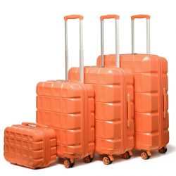   Miss Lulu London K2292L - Kono könnyű Hartschalen-ABS-bőrönd TSA-zár és bőrönd 4teiliges szett narancssárga