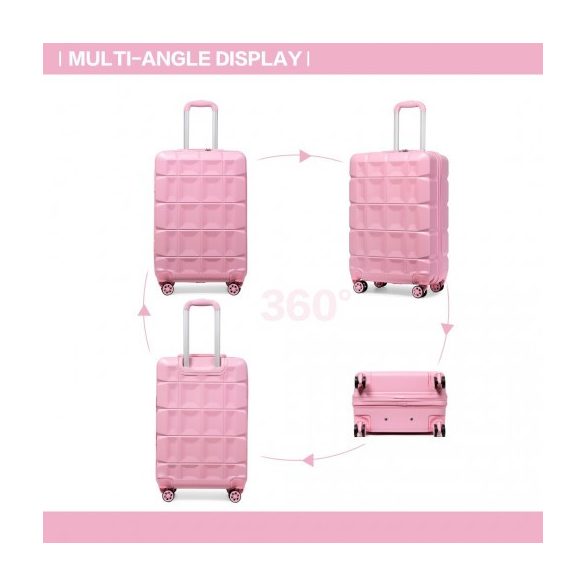 Miss Lulu London K2292L - Kono 20 Zoll könnyű Hartschalen-ABS-Gepäck bőrönd TSA-zár rózsaszín