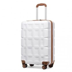   Miss Lulu London K2292L - Kono 20 Zoll könnyű Hartschalen-ABS-Gepäck bőrönd TSA-zár fehér