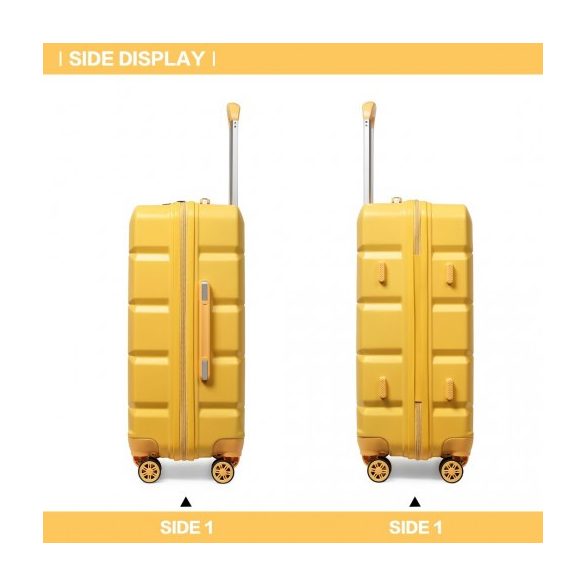 Miss Lulu London K2292L - Kono 24 Zoll könnyű Hartschalen-ABS-bőrönd TSA-zár sárga