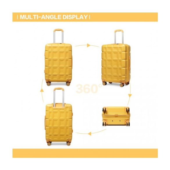 Miss Lulu London K2292L - Kono 24 Zoll könnyű Hartschalen-ABS-bőrönd TSA-zár sárga