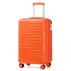   Miss Lulu London K2391L - BRITISH Traveller 20 Zoll tartós Polycarbonat és ABS Hartschalen-bőrönd TSA-zár narancssárga