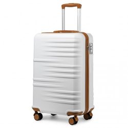   Miss Lulu London K2391L - BRITISH Traveller 20 Zoll tartós Polycarbonat és ABS Hartschalen-bőrönd TSA-zár fehér