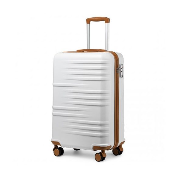 Miss Lulu London K2391L - BRITISH Traveller 20 Zoll tartós Polycarbonat és ABS Hartschalen-bőrönd TSA-zár fehér
