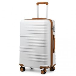   Miss Lulu London K2391L - BRITISH Traveller 24 Zoll tartós Polycarbonat és ABS Hartschalen-bőrönd TSA-zár fehér