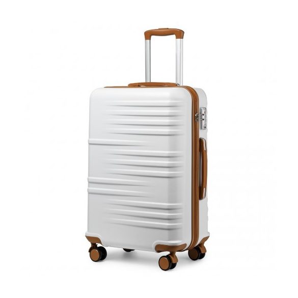 Miss Lulu London K2391L - BRITISH Traveller 24 Zoll tartós Polycarbonat és ABS Hartschalen-bőrönd TSA-zár fehér