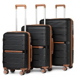   Miss Lulu London K2392L - BRITISH Traveller 3 darab több-Textur Polypropylen Hartschalen-bőrönd TSA-zár fekete