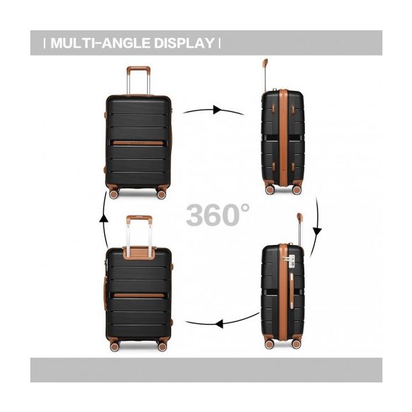 Miss Lulu London K2392L - BRITISH Traveller 3 darab több-Textur Polypropylen Hartschalen-bőrönd TSA-zár fekete