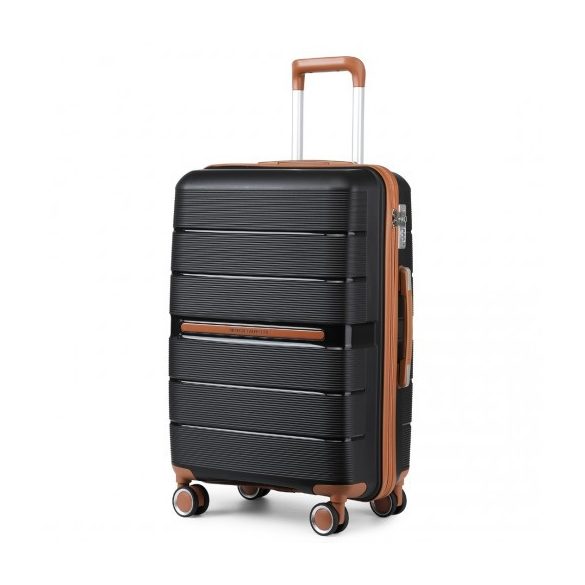 Miss Lulu London K2392L - BRITISH Traveller 20 Zoll több-Textur Polypropylen Hartschalen-bőrönd TSA-zár fekete