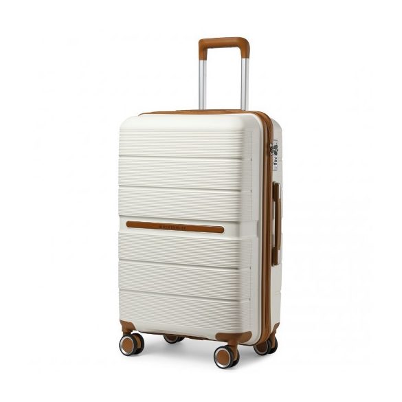 Miss Lulu London K2392L - BRITISH Traveller 20 Zoll több-Textur Polypropylen Hartschalen-bőrönd TSA-zár Creme
