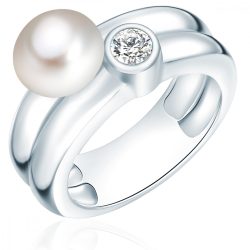  Valero Pearls gyűrű Sterling ezüst fehér gyöngy cirkónia gyűrű 52 /kac
