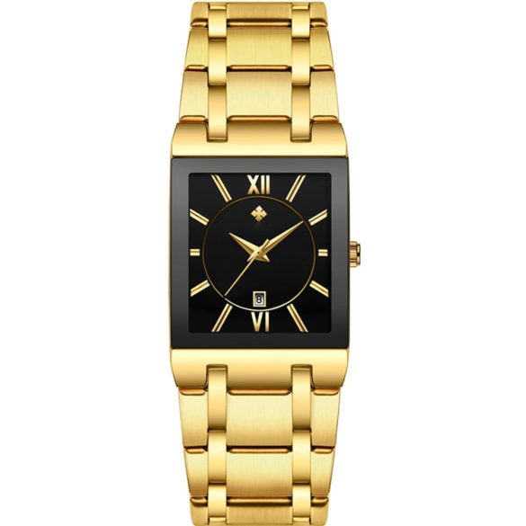 szögletes óra karóra for férfi Luxury nemesacél dátum divat Business vízálló Quartz analóg csukló /kac