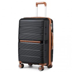   Miss Lulu London K2392L - BRITISH Traveller 20 Zoll több-Textur Polypropylen Hartschalen-bőrönd TSA-zár fekete /kac