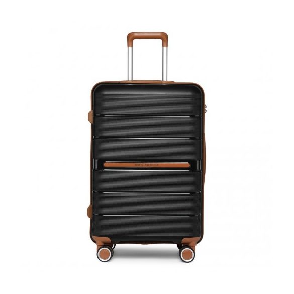 Miss Lulu London K2392L - BRITISH Traveller 20 Zoll több-Textur Polypropylen Hartschalen-bőrönd TSA-zár fekete /kac