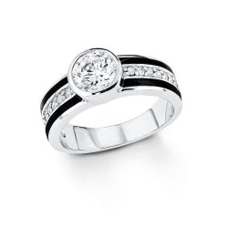   s.Oliver ékszer Női gyűrű ezüst cirkónia fehér fekete SO1109 54 (17.2 mm Ø)