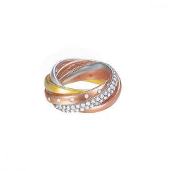   Esprit Női gyűrű Messing ezüst rosegold arany Tricolor Magnifica Trio ESRG02838D1 57 (18.1 mm Ø)