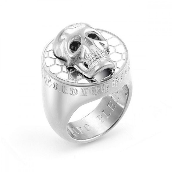 Philipp Plein férfi gyűrű nemesacél ezüst 3D koponya PJ8AA09R 60 (19.1 mm Ø)