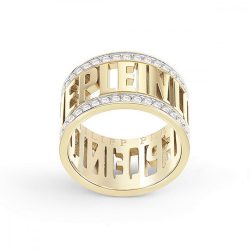   Philipp Plein Női gyűrű nemesacél arany LETTERING PP Font PJ1AA08R 54 (17.2 mm Ø)